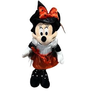 Disney Minnie Mouse Witch Halloween Greeter 21” Black, Orange, Polka Dot. New